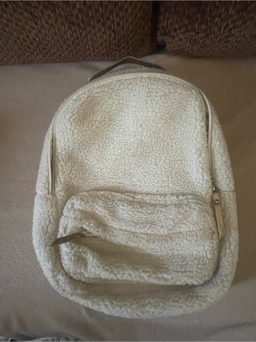 Cozy Cream Sherpa Backpack - Women's Plush Daypack